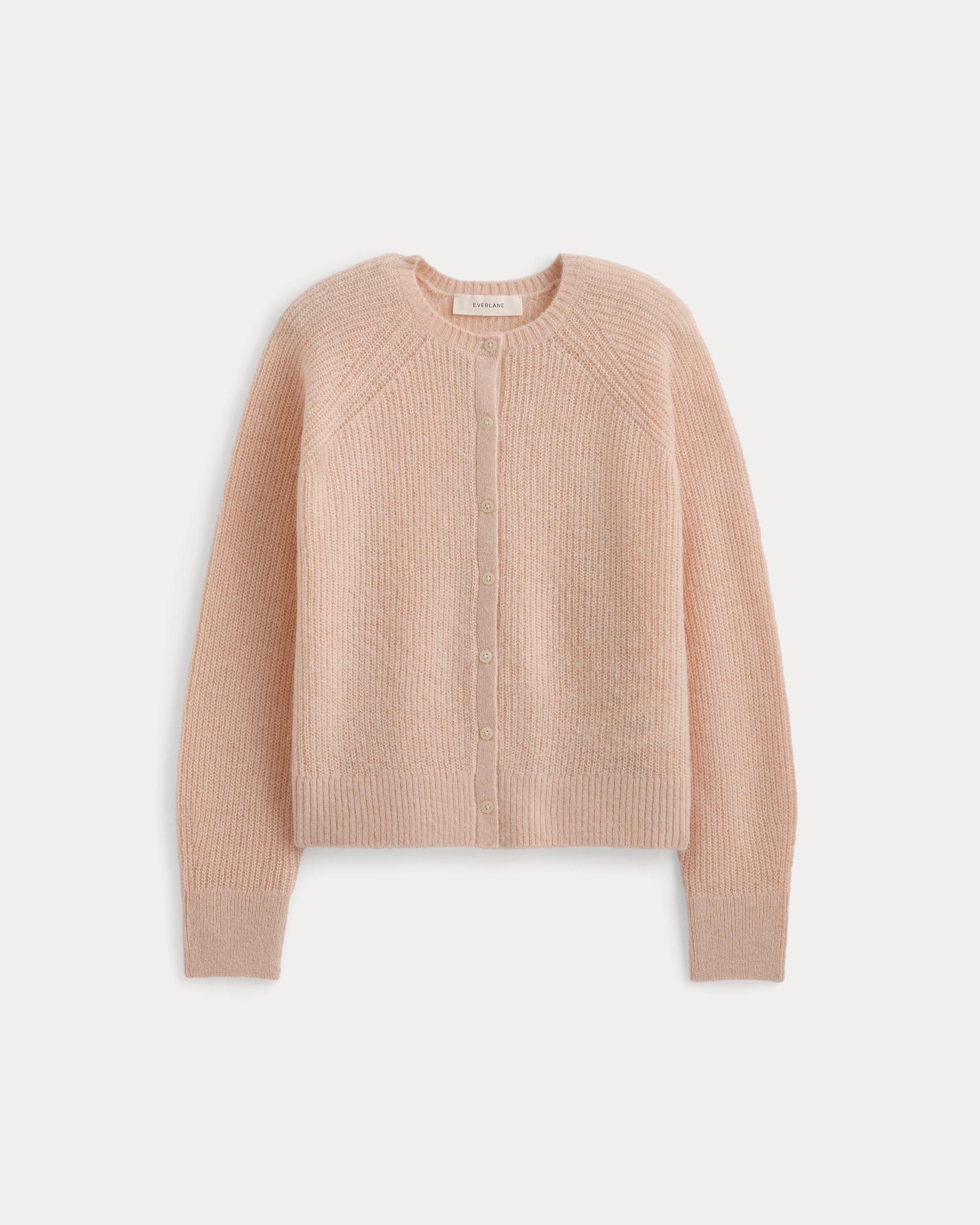 Ribbed Cropped Cardigan in Alpaca | Pale Peach
